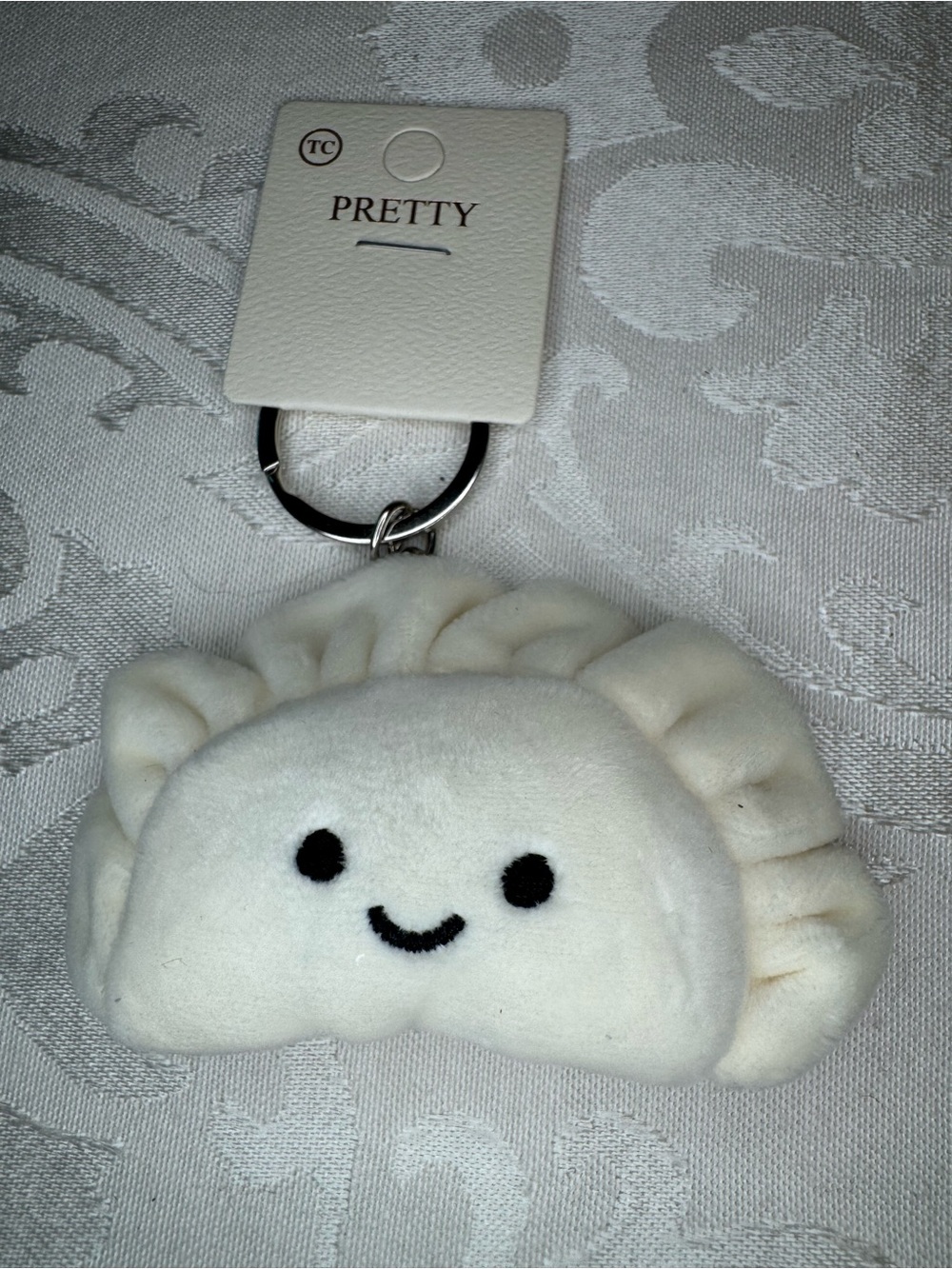 NWT Pretty White Plush Dumpling Keychain bag charm